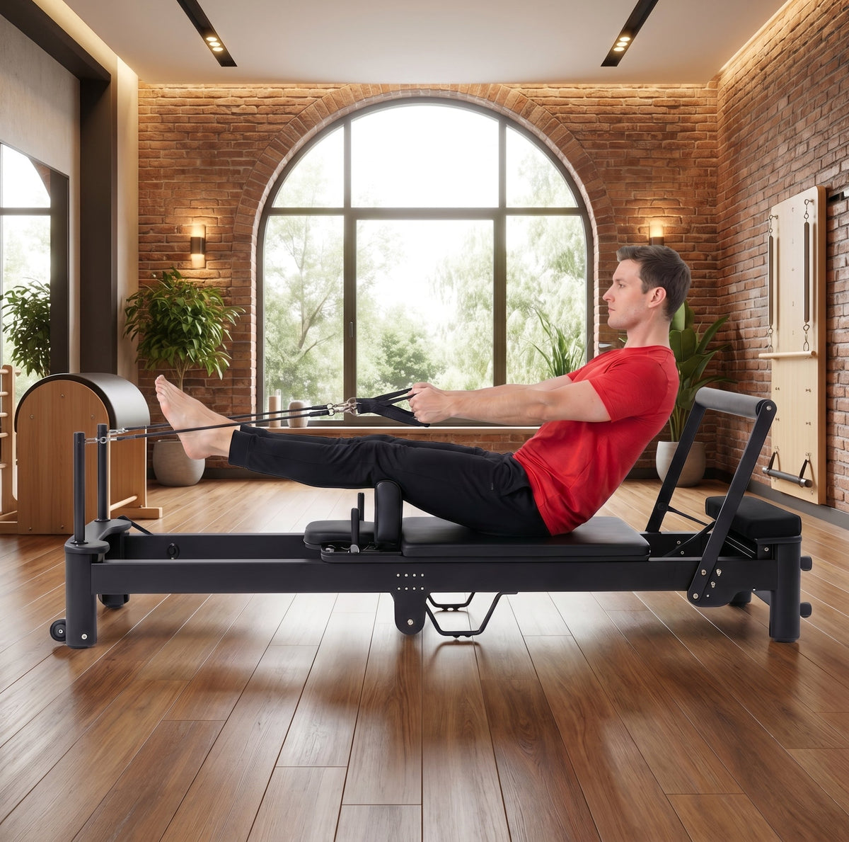 Luraush Pilates Reformer with Adjustable Headrest, Jump Board & Accessories