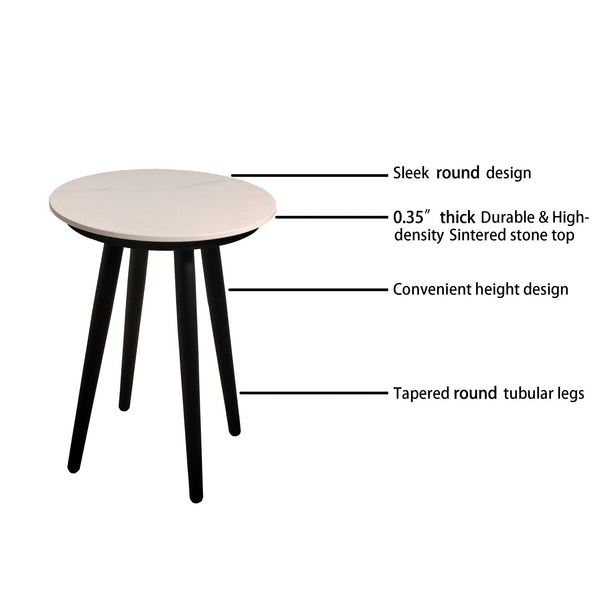 3-Piece Aluminum Outdoor Patio Conversation Set with 2 Club Chairs, Sunbrella Cushions &amp; Sintered Stone Side Table – Ember Black