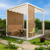Outdoor Pergola Built for Modern Terraces, Powder-Coated Aluminum Frame, Retractable Wave Canopy, 320cm Square