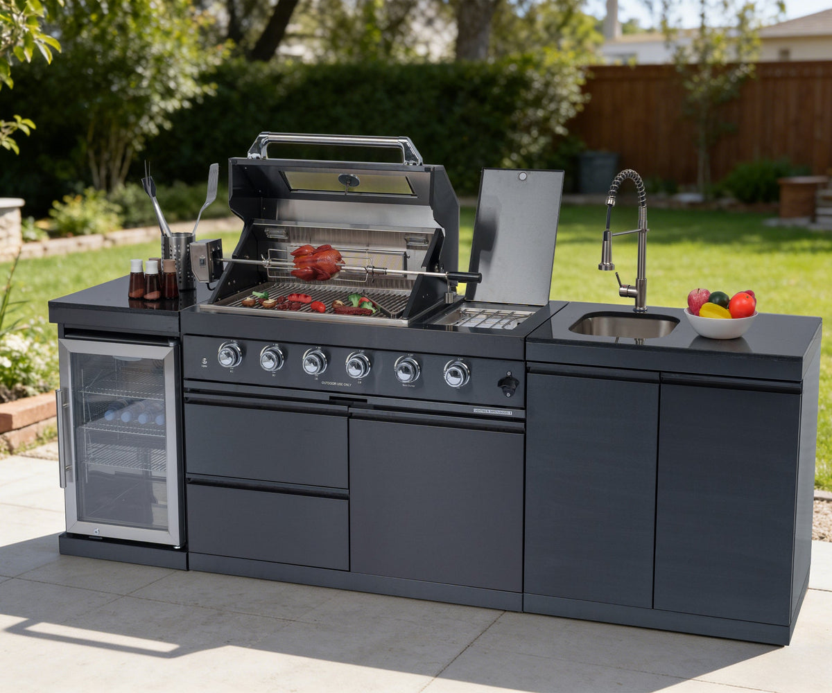 46-Inch 4-Burner Stainless Steel Outdoor Kitchen Grill Island with Granite Countertops