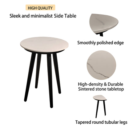 3-Piece Aluminum Outdoor Patio Conversation Set with 2 Club Chairs, Sunbrella Cushions &amp; Sintered Stone Side Table – Ember Black
