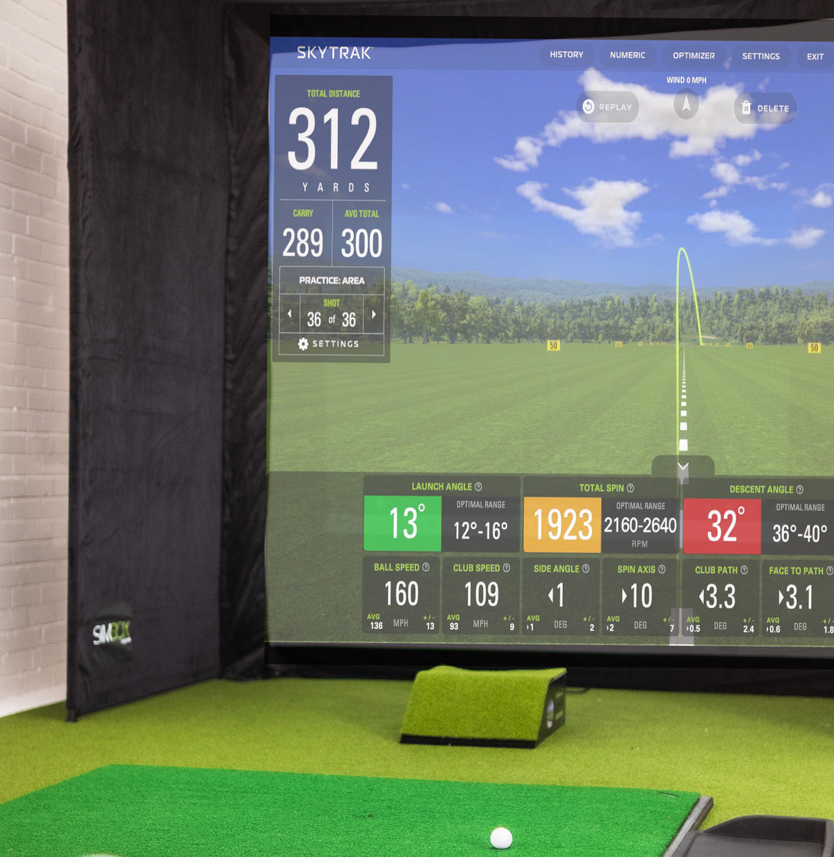 GolfBays SimBox Golf Hitting Enclosure with PRO+ Premium Impact Screen &amp; Side Barriers