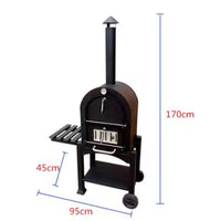 Wood-Fired Pizza Oven Built for Home Patios, 33cm Cordierite Stone, 842°F Heat, Mobile Wheeled Cart