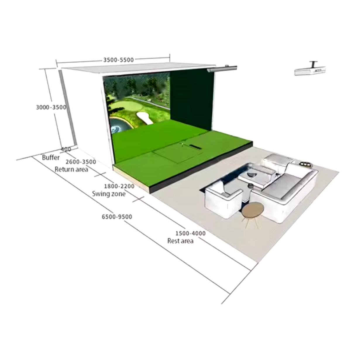 Golf Simulator Built for Home Practice, 4K Ultra HD Projection, 40 Championship Courses, Real-Time Swing Analysis