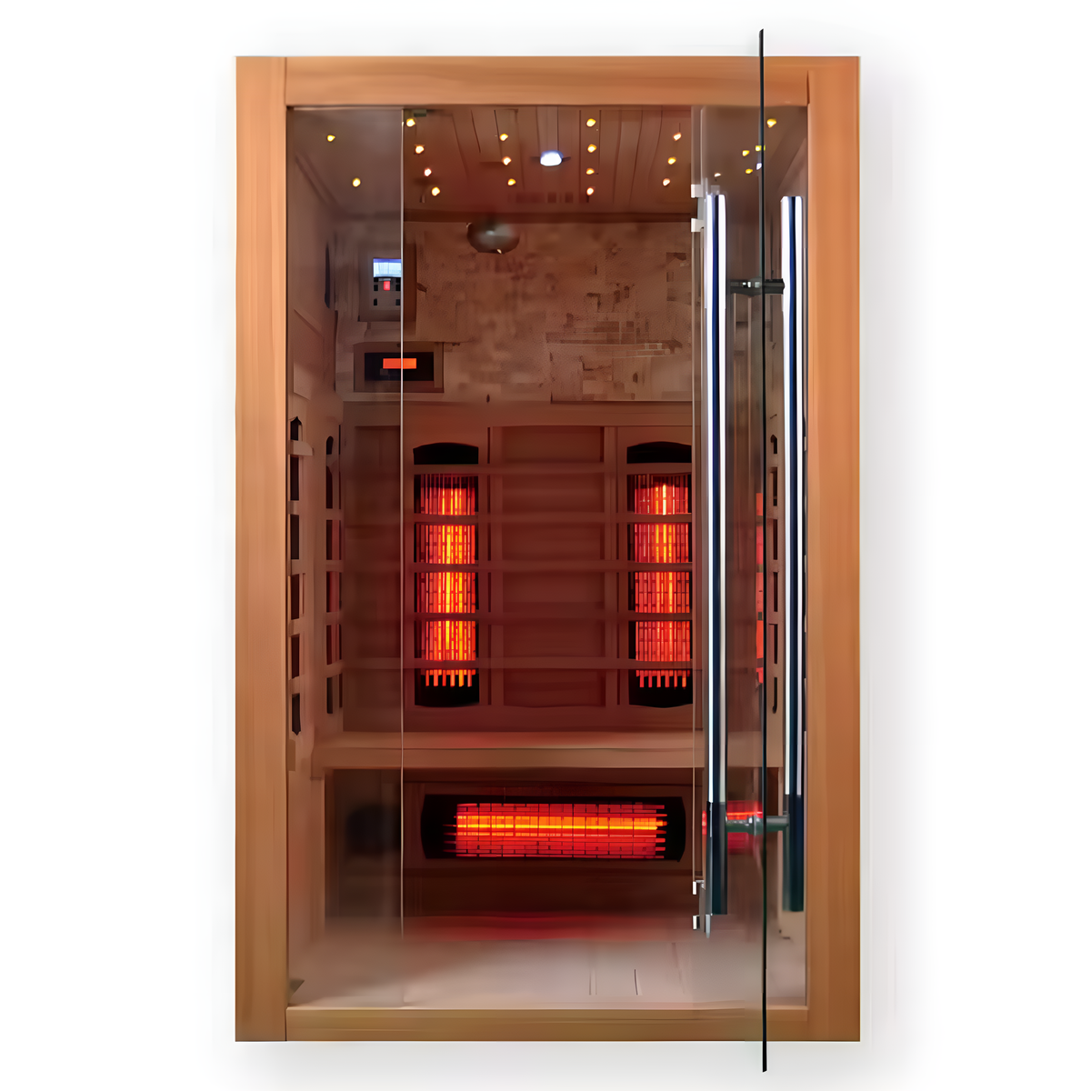 Infrared Sauna Cabin Built for Home Wellness, Multi-Zone Heating, FSC Certified Hemlock, Glass Door Design