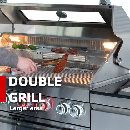Stainless Steel Outdoor Kitchen Grill Island with Pizza Oven &amp; Refrigerator