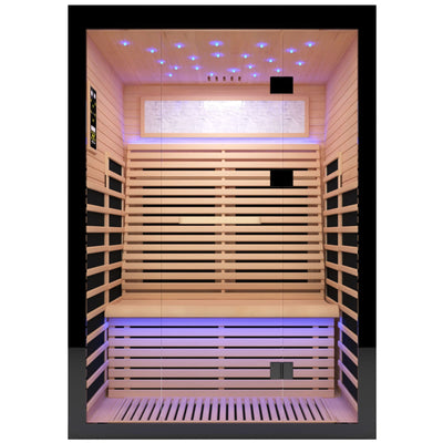 Luxury 2-Person Far Infrared Sauna Room, Hemlock Wood, 2160W, Black/Natural