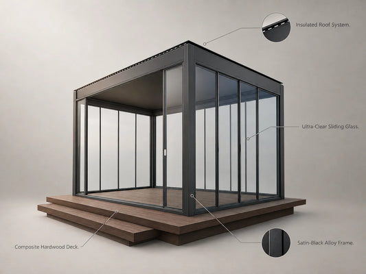 VetroHaus Panorama Glass Pavilion — Feature Infographic