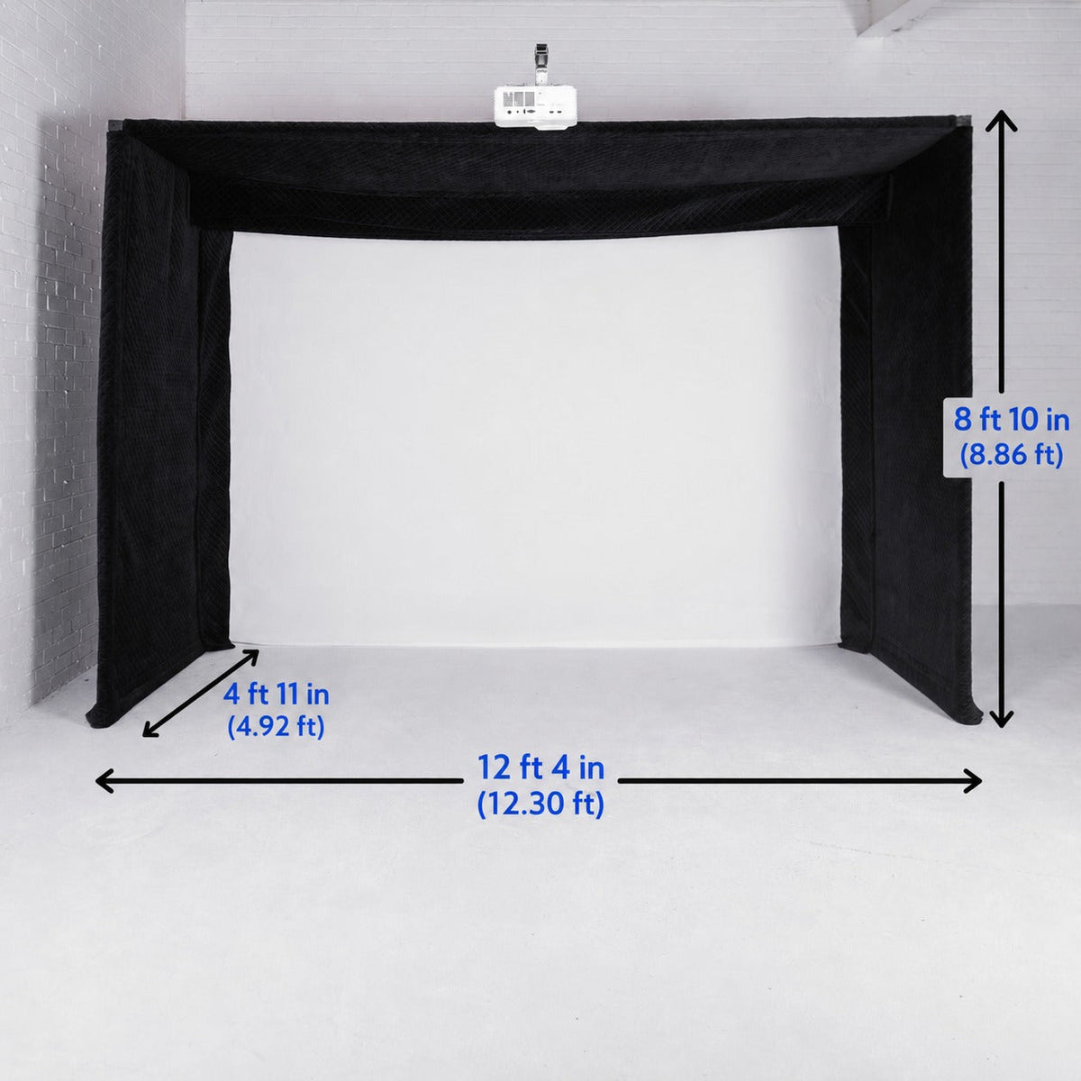 GolfBays Lux Golf Simulator Hitting Enclosure – 12ft 4in Wide