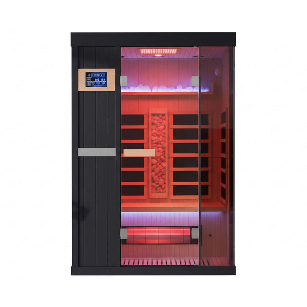 Premium 2-Person Infrared Sauna with Red Light Therapy and Himalayan Salt Panels, 2000W